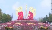 摆鲜花 迎国庆 温江街头装扮一新