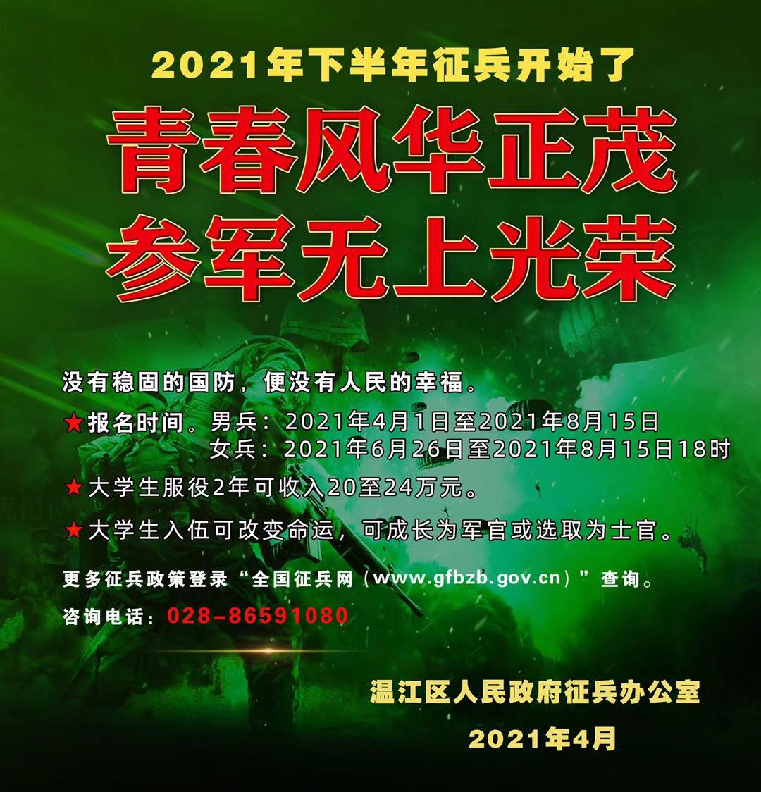 2021年下半年征兵开始了
